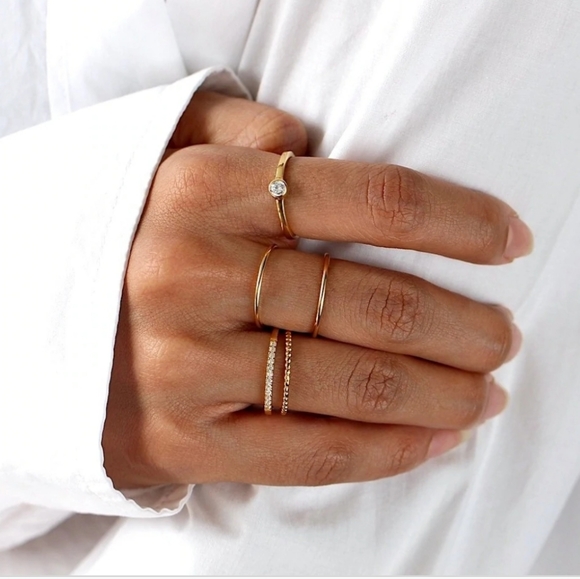 Simulated Diamond Solitaire Ring Golfilled - Picture 4 of 5